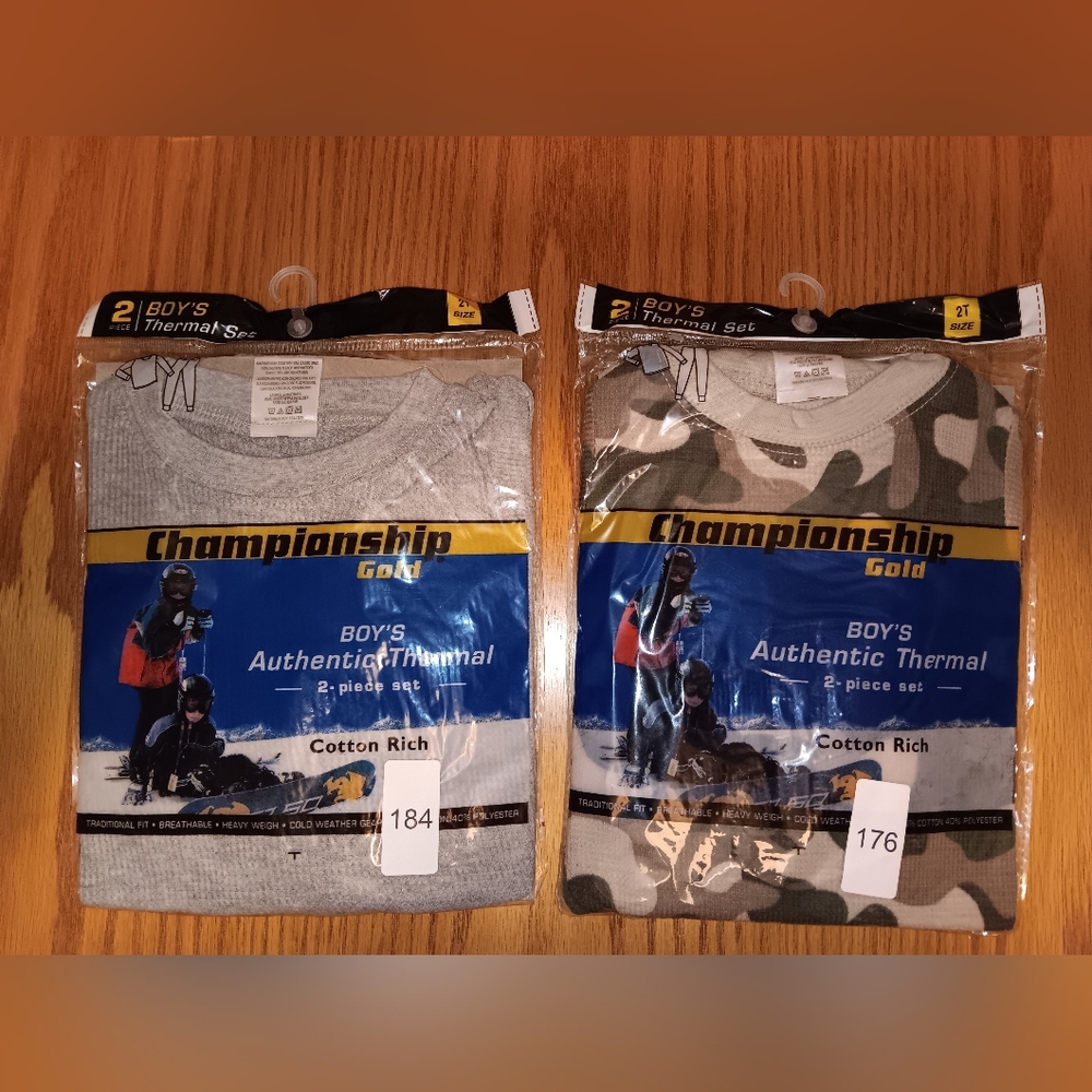 Championship Gold Boys' Thermal Set - Gray and Camouflage.